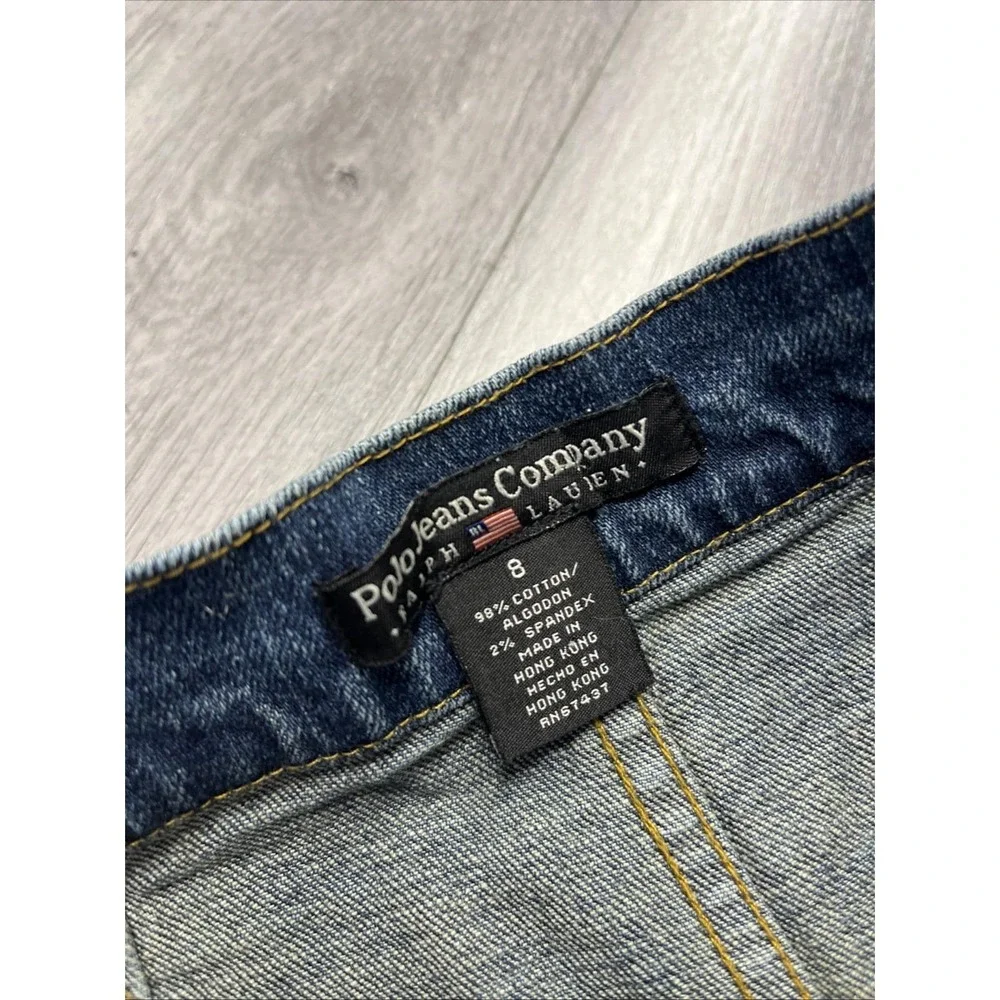 Vintage 90s Ralph Lauren Polo Jeans Co Denim Back Slit Skirt Size 8 - Picture 7 of 10